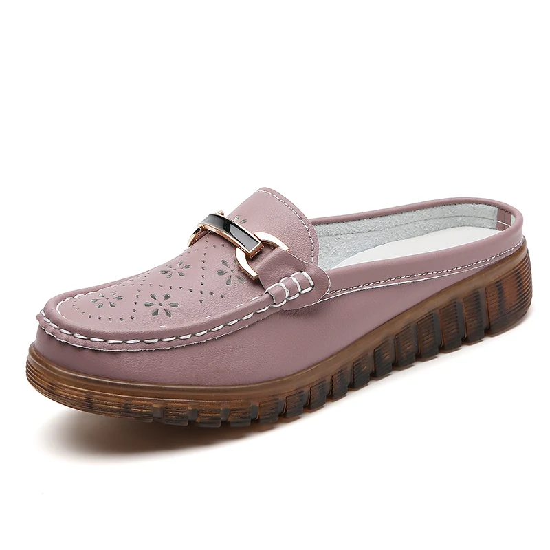 Half Shoes Women Loafers Moccasins Mocassin Femme Flats Lady Leather Casual Slip On Shoes Loafer