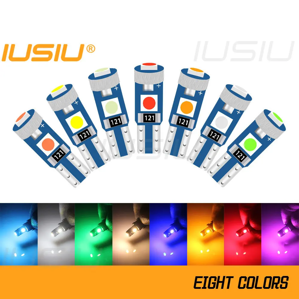 IUSIU 8PCS 73 74 Led T5 Instrument Car Bulb W3W 3030 Dashboard Warning Plate Panel Indicator Auto Light Signal Lamp Warm White