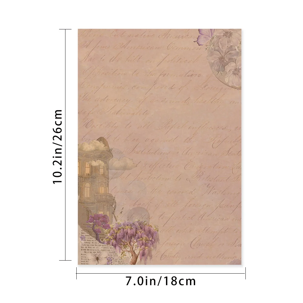 30 sheets. B5 purple floral stationery paper, watercolor-style letter paper, tearable notepad, perfect for writing letters