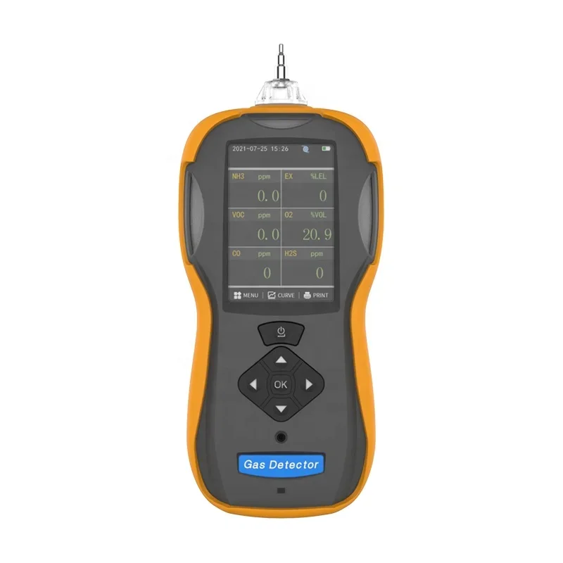 Dispositivo portátil de laboratório multi analisador de gás 6 em 1 EX CO CO2 O2 NO2 H2S VOC NH3 6 detector de gás com bomba CE ATEX