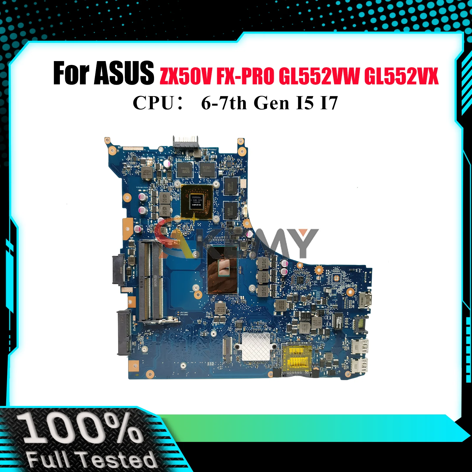 

GL552VX Laptop Motherboard For ASUS ROG FX-PRO GL552V ZX50V GL552VXK GL552VX Notebook Mainboard With I5 I7 CPU 100% tests OK stk