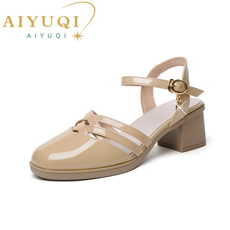 

AIYUQI Gladiator Sandals Summer 2024 New Genuine Leather Women Sandals Closed-toe Large Size Fashion Sandals Ladies