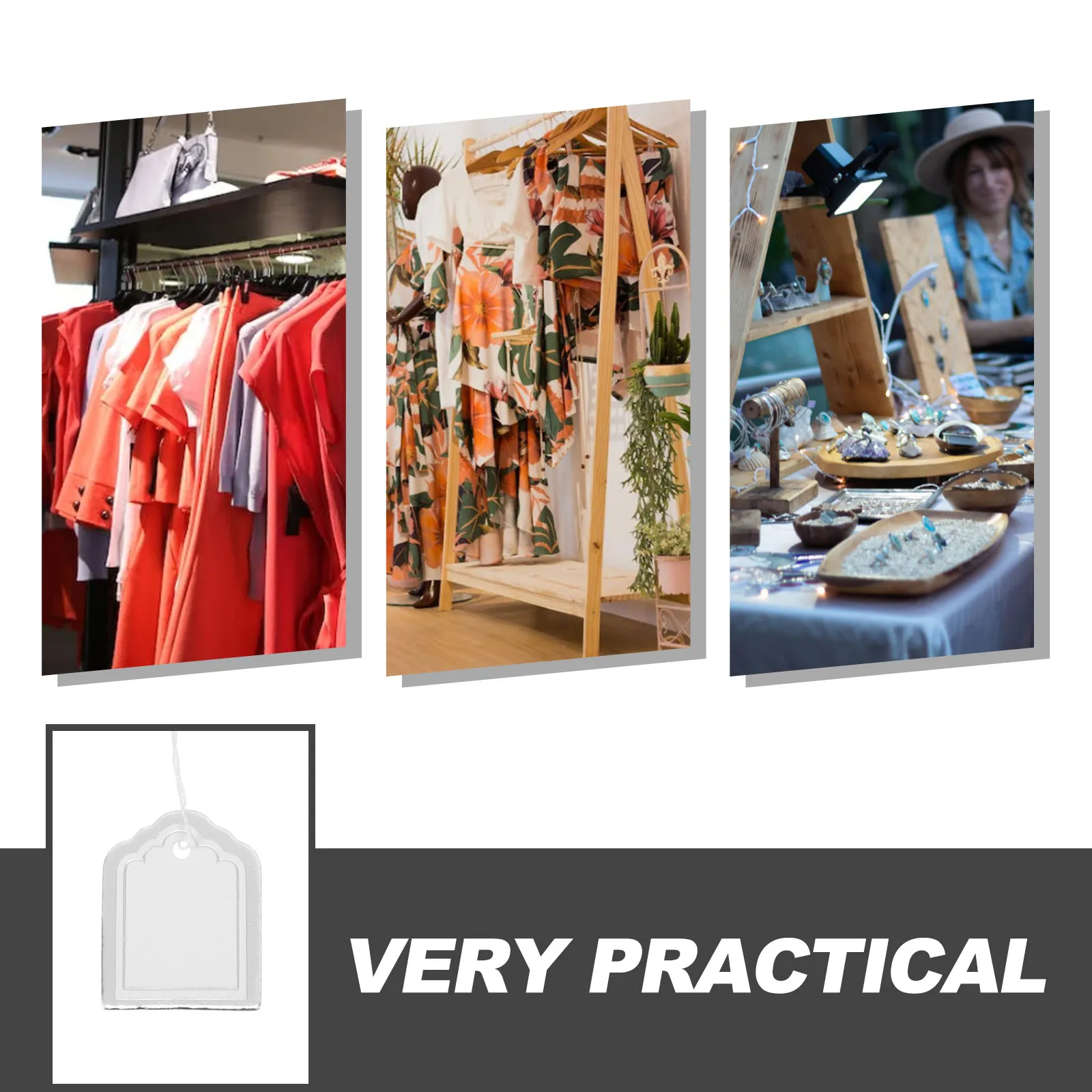 500Pcs Writable White Paper Tags Blank Fan Shaped Hanging String Price Labels Jewelry Clothing Merchandise Display Tags