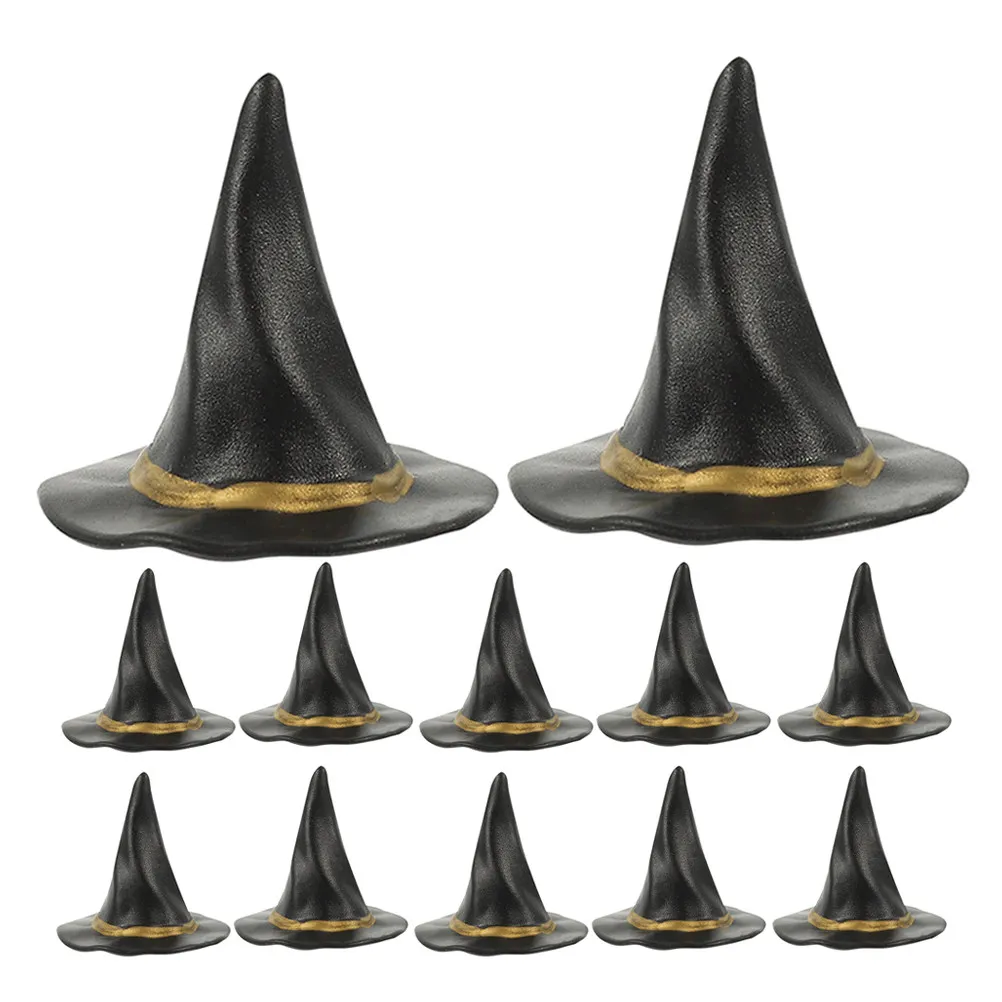 

12Pcs Mini Witch Hats for DIY Craft Projects Home Decor Dollhouse Miniature Party Favors Tiny Hat Covers Witch Hat Ornament
