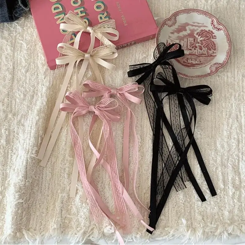 Fashion Sweet Mesh Bow Ribbon Hair Clips Set