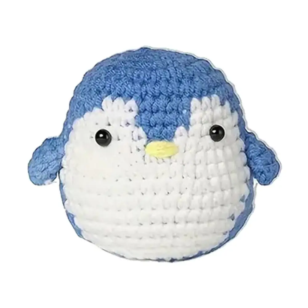 3 Stück Anfänger Häkeln Starter Kit handgemachte Eule DIY Häkeln Tier Kit Pinguin mit Video Tutorials Häkeln Stricken Kit