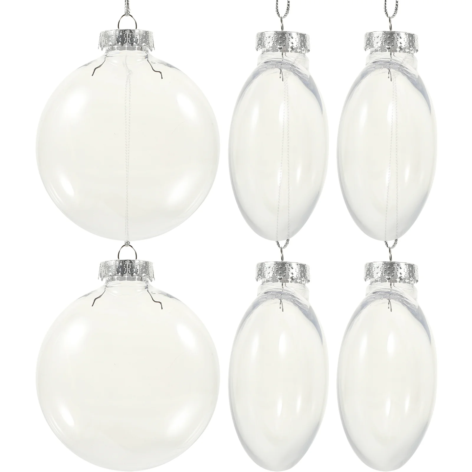 

6 Pcs Christmas Flat Balls Clear Wedding Hanging Ornaments Outdoor Decor Curtains Decorate Fillable for DIY