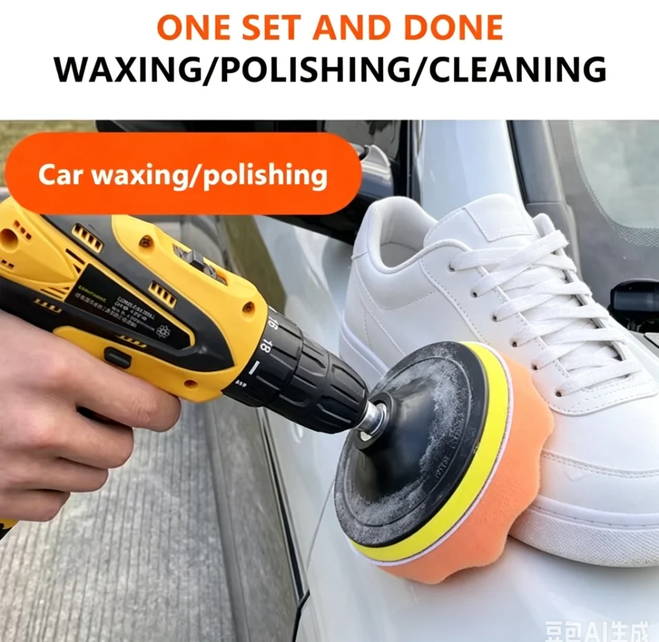 

6Pcs Car Polishing Disc Sponge Pads Kit Auto Detailing Waxing Polish Machine Buffering Sponge Remove Scratches Wax Pads