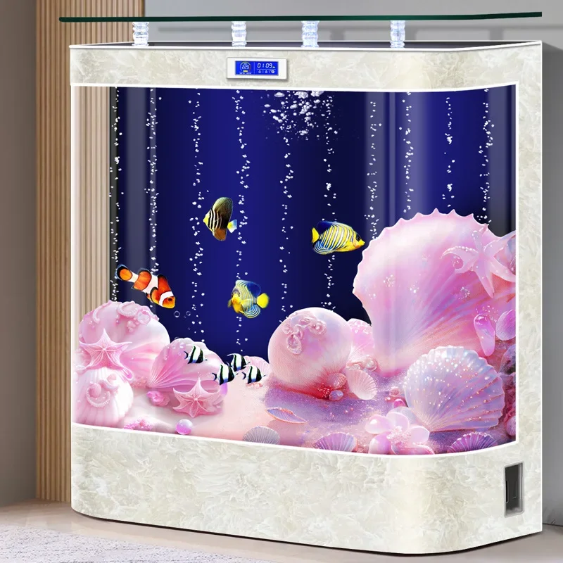 

Small and Medium-Sized Floor Household Light Luxury Ecological Aquarium Back Filter Lazy Special Glass Fish Globe