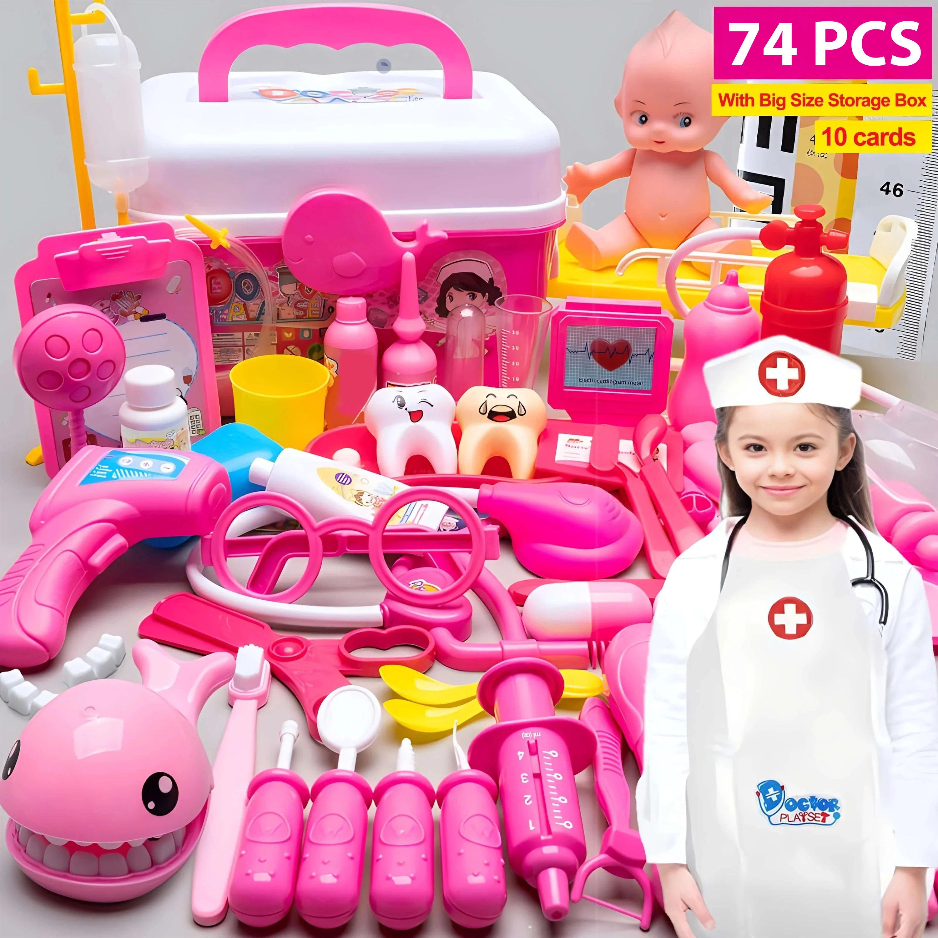 Toddler Doctor Kit Toy Kids Pretend Play Doctor Set Costume Dress Up, Educational Dentist Medical Kit Role Play Birthday Gifts