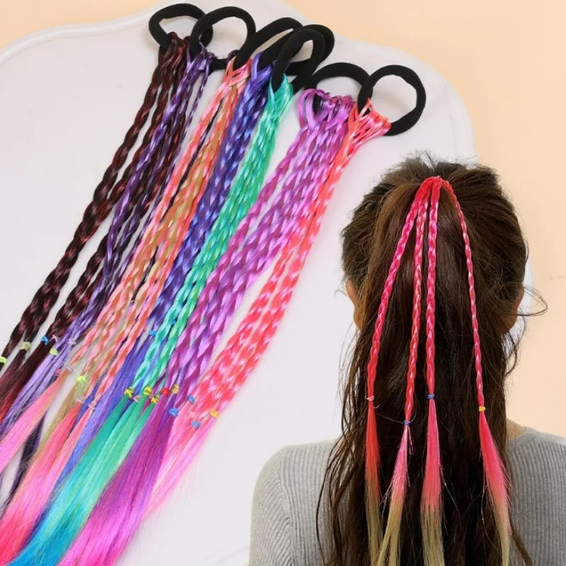 Multicolor Wig Braids Women Decorative Hairstyle Pigtail Hair Ties Girls Colorful Rubber Band Braid Headwear Hair Accessories