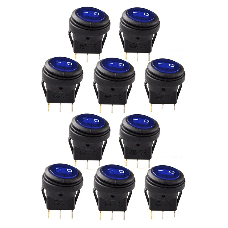 10 Pcs 12V 20A Waterproof Round On/Off Rocker Switch Car Auto Boat SPST