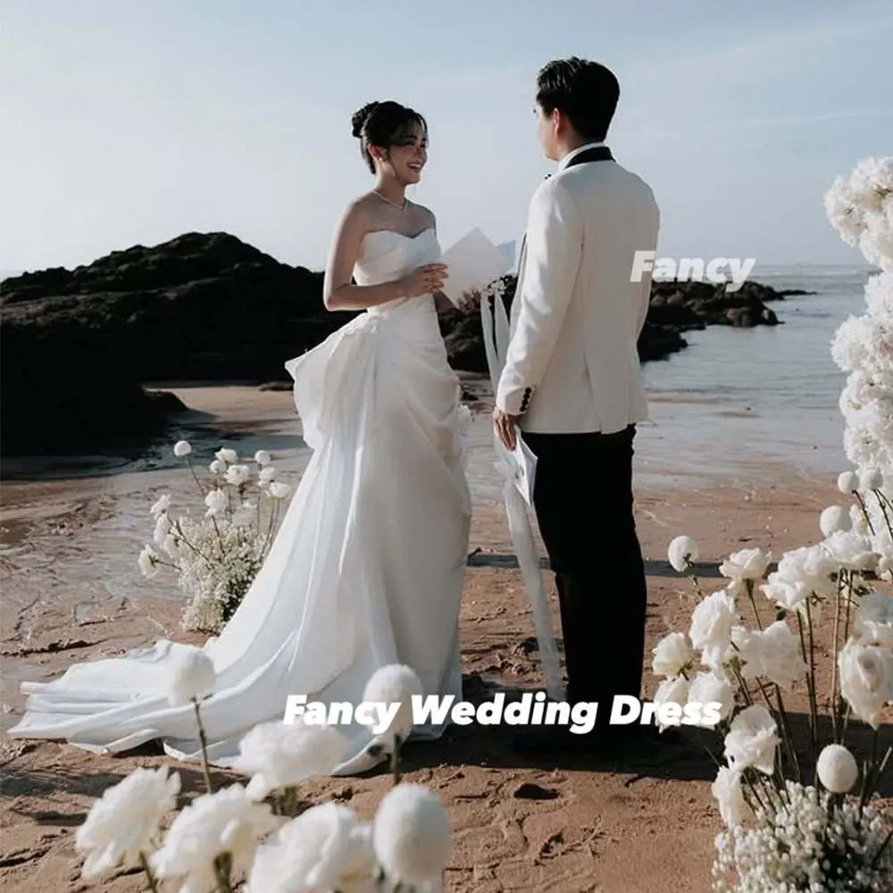 Fancy Simple Sweetheart Wedding Dress A Line Organza Bridal Gown Floor Length Back Corset 웨딩드레스 Customized