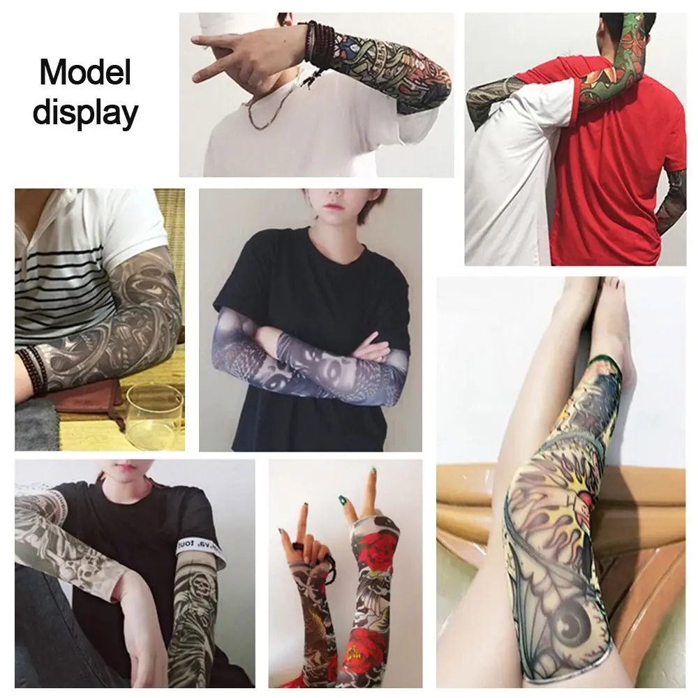 Men Women Summer UV Protection Cooling Arm Sleeves Flower Tattoo Arm Sleeves Seamless UV Protection Arm Sleeves Outdoor Sports