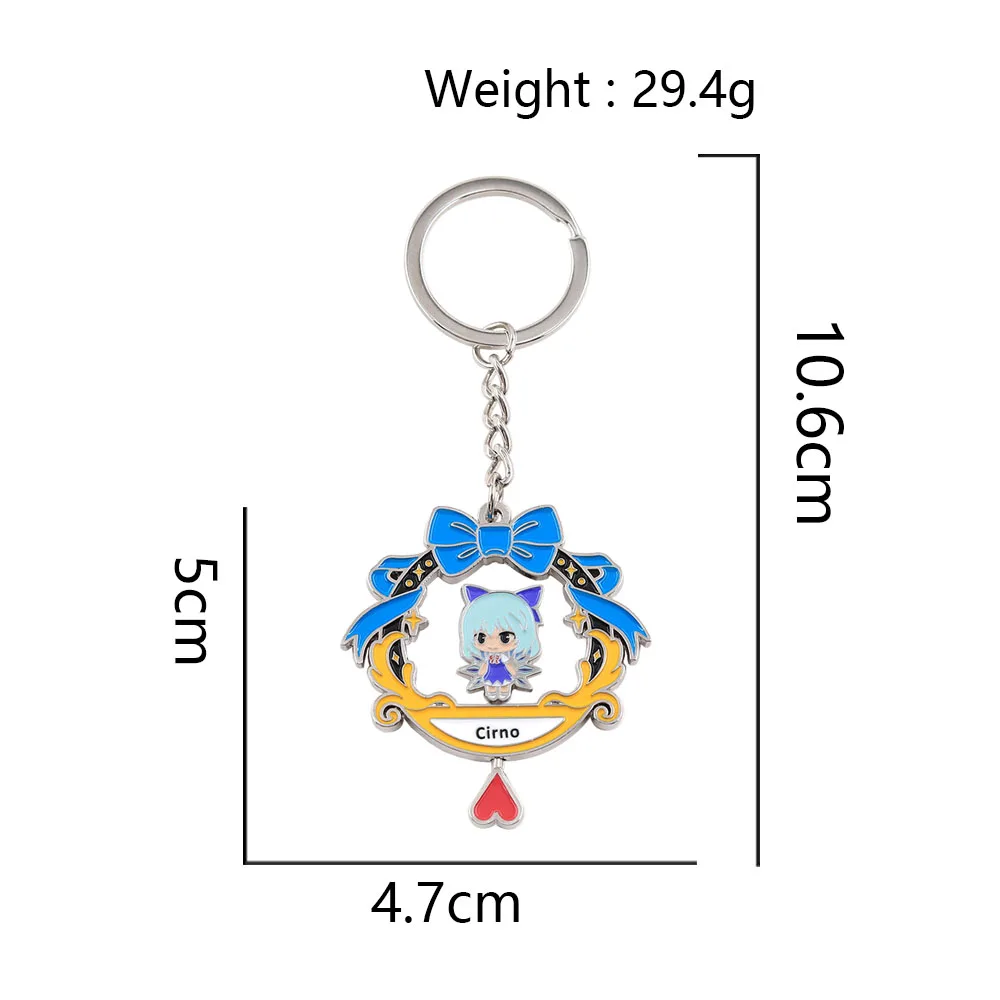 Anime Touhou Project Cirno Drehbarer Schlüsselanhänger Doppelseitiger Spinnender Eis-Feen-Schlüsselring Kawaii Figur Metallanhänger Taschendekoration für Fans – Detail 2