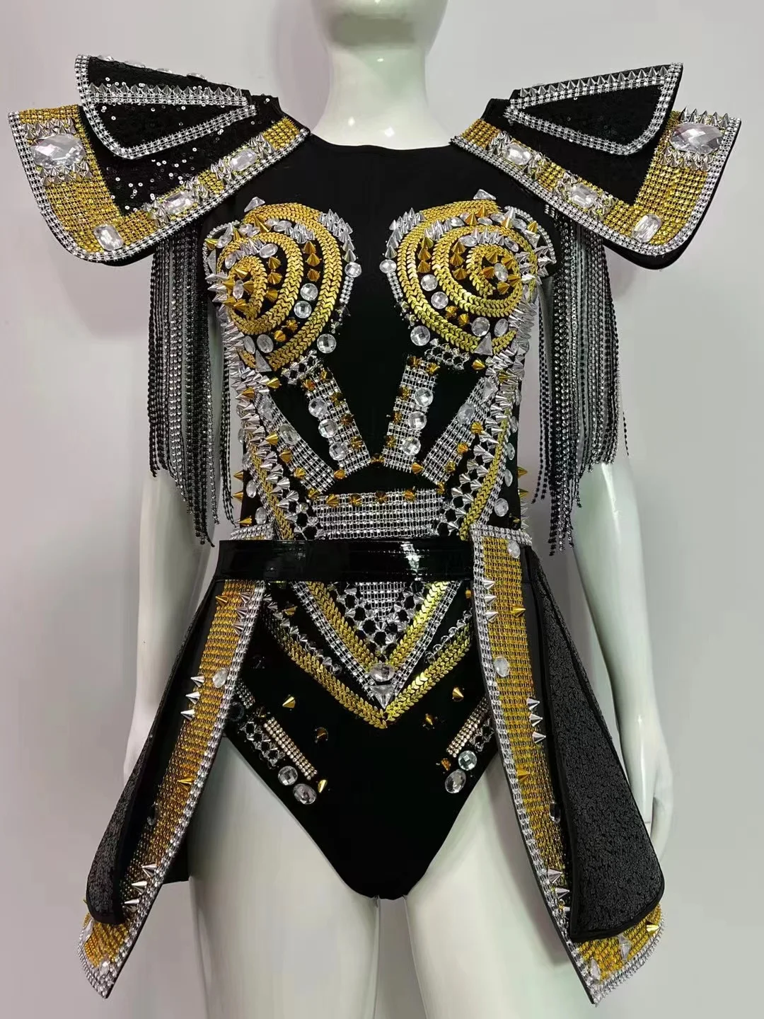 

New Luxury Design Women Crystals Stones Bodysuit Nightclub Singer Dance Stage Outfit Show Armor Style Catsuit Bar Party Costumes