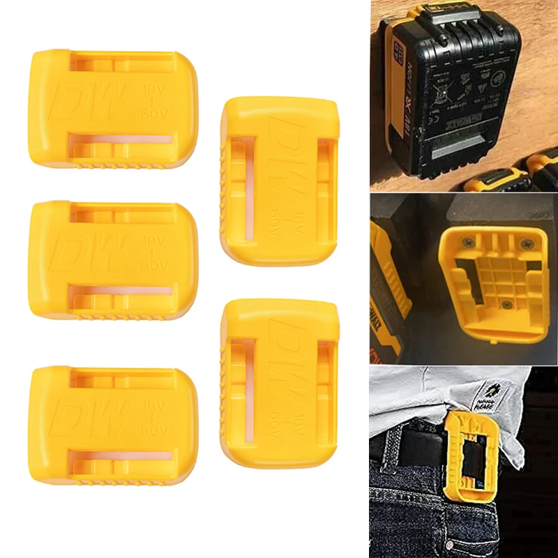 

2/5 pcs for Dewalt 18V 20V 60V Battery Holder Wall Storage Mounts Stander Mount Display Hanger Dock Battery Belt Buckle yellow