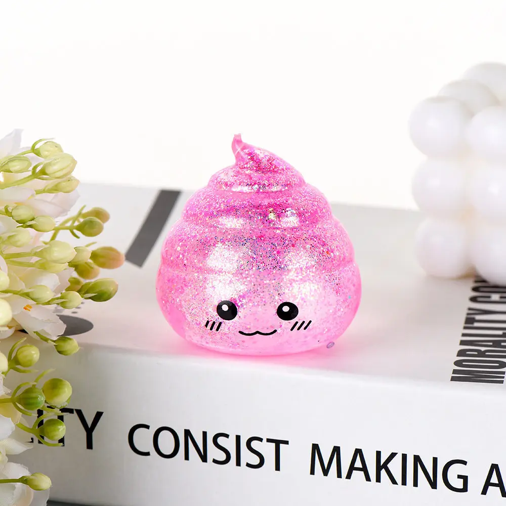 Novelty Squishy Poo Stress Ball Squishies Toys Glitter Funny Stretch Squeeze Fidget Toys Fans Gift image 4