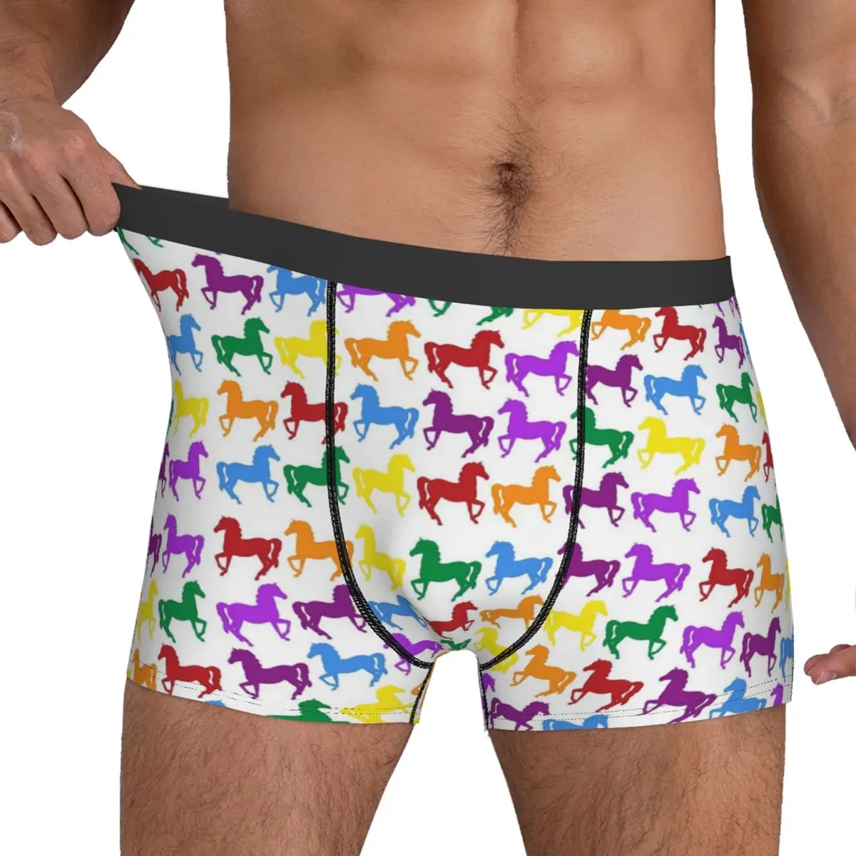 Colorful Horse Underwear Animal Print Sublimation Trunk High Quality Men Panties Plain Shorts Briefs Birthday Gift