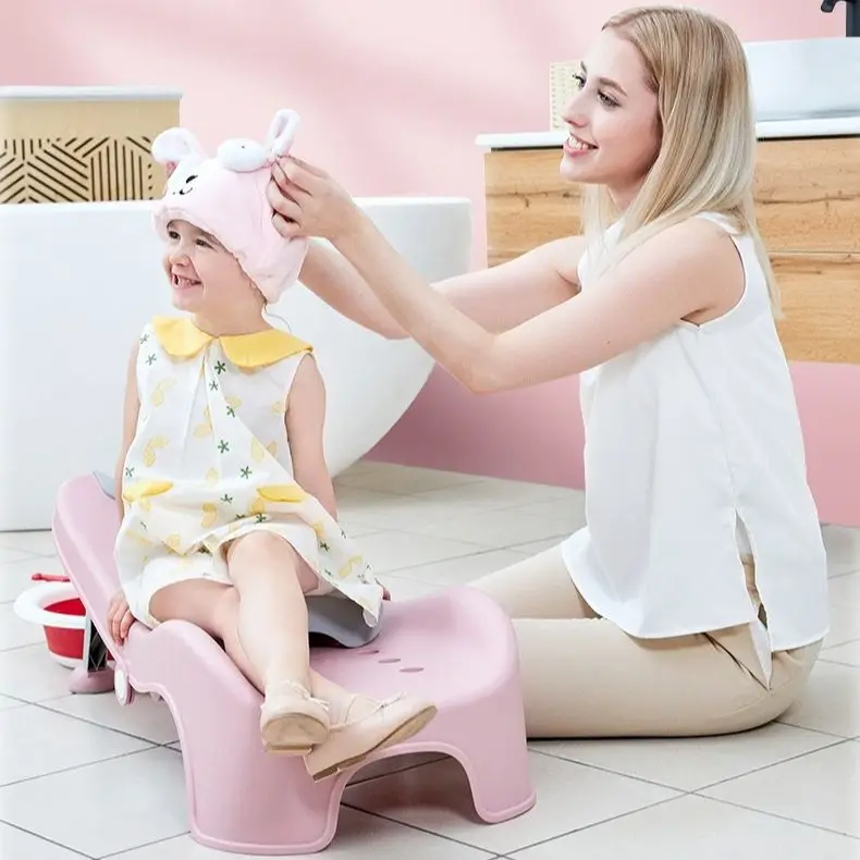 Silla de champú para bebés y niños, artefacto para lavar el cabello, taburete plegable para el hogar, sentado, nuevo, 2023