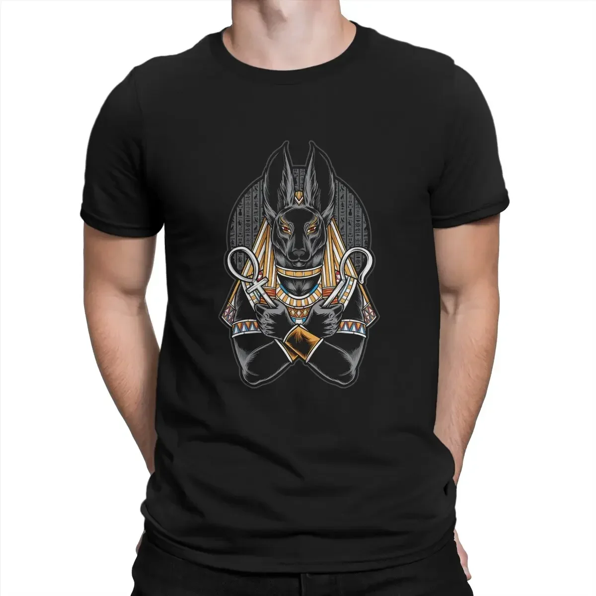 T Shirt Distinctive Birthday Gifts Tops Eye of Horus Egyptian Creative TShirt for Men Egyptian Anubis Round Collar Pure Cotton