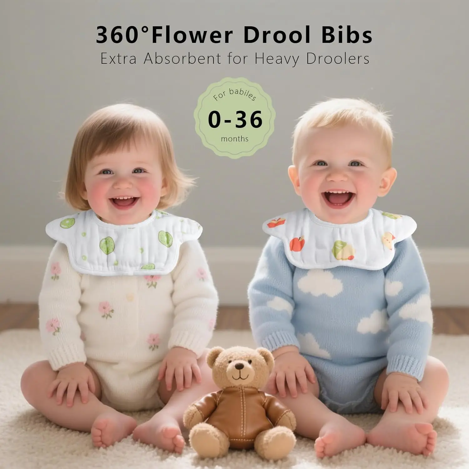 8 قطعة من مرايل الأطفال المصنوعة من القطن العضوي مرايل لحديثي الولادة قابلة للتعديل مريلة أطفال فائقة النعومة وماصة للجنسين للأطفال الصغار #2