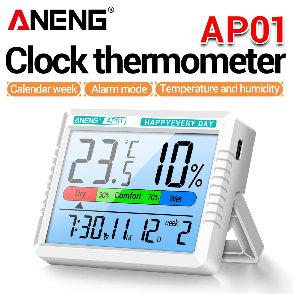 ANENG AP01 Mini LCD Thermometer Hygrometer Indoor Household Temp Humidity Meter Desktop Wall Mounted Sensor Tool