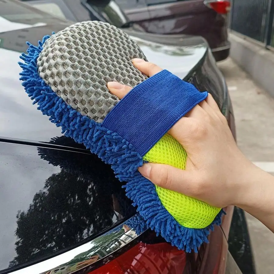 

3-In-1 Thick Car Wash Sponge With Microfiber Edge And Mesh Core For Vehicle Cleaning