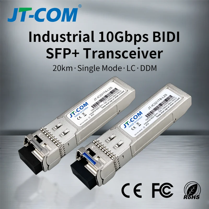 10G SFP+ BiDi Industrial Optical Module SC/LC Interface 20km/40km Single Mode 1270/1330nm -40~85°C Industrial DDM Transceiver
