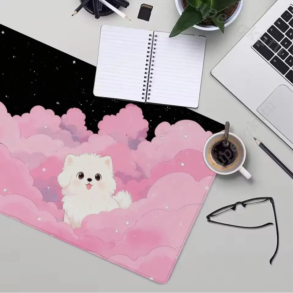 XXL 900x400mm Extra-Large Mouse Pad – Non-slip Stitched Edges, Cloud-Shaped,Thick & Cute Large Writing Mat, Animal Pattern