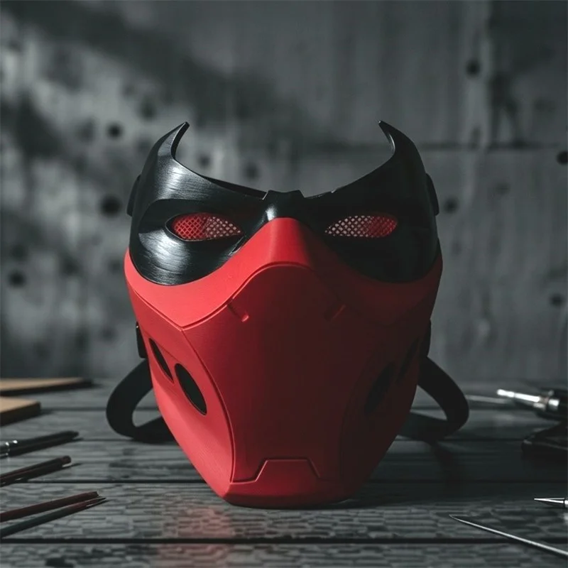 Máscara de Cosplay de Jason Todd de Red Hood, Máscara de Superhéroe de Media Cara, Casco para Halloween, Accesorio Unisex para Adultos, Disfraz, Accesorio para Fiestas