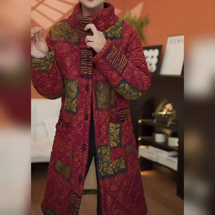 

Модная утепленная хлопковая куртка с воротником-стойкой и флисовой подкладкой, теплая зимняя верхняя одежда для женщин среднего и старшего возраста