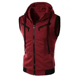 2023 New Fashion Zipper Cardigan Sweater Mens Sleeveless Hooded Vest Jacket Plus Size S-3XL Streetwear Vest Hoodies