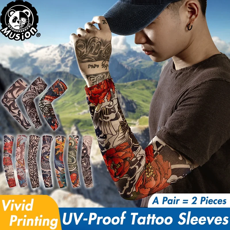 

Musion - Tatto Ice Silk Arm Sleeves Anti UV for Fishing Motorcycle Bicycle Sports Outdoor Unisex 01