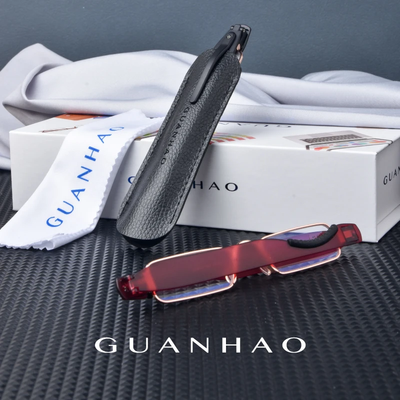 Guanhao-Lunettes de lecture pliantes anti-lumière bleue pour hommes et femmes, lunettes d'ordinateur optiques, dioptrie rotative, lunettes presbytes, HD, nouveau