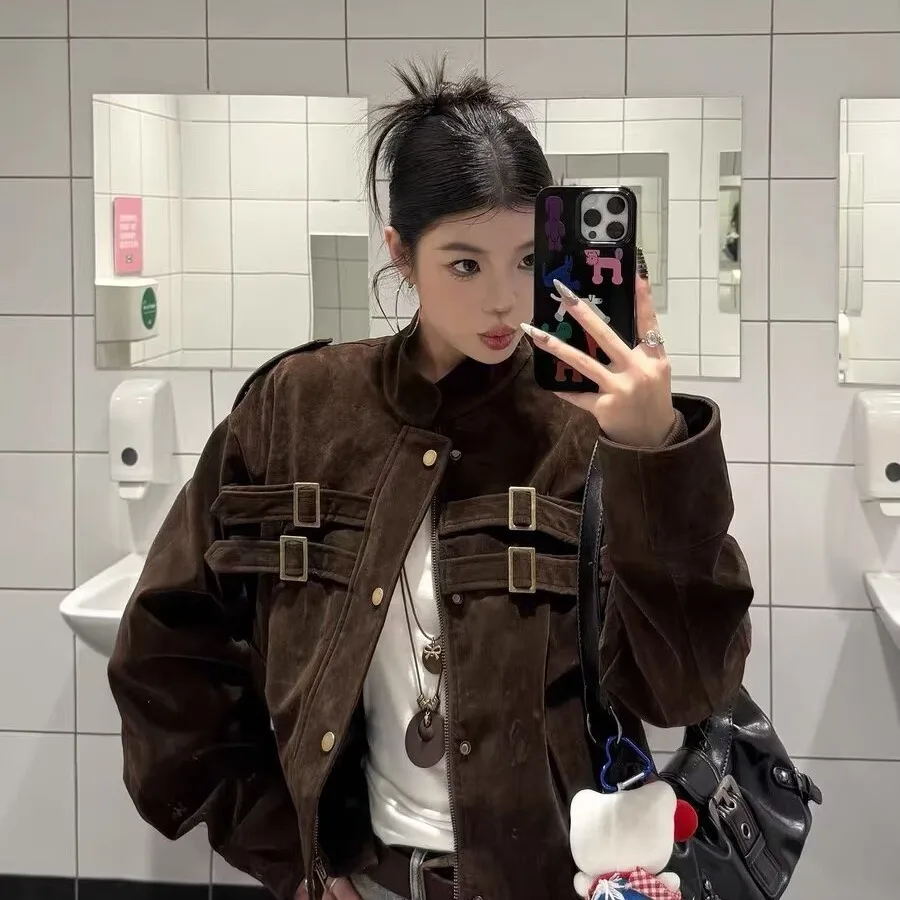 

Zekye Winter Clothes Woman New Outerwear Deerskin Fleece Jacket Short Jacket Woman Clothes Coats for Woman