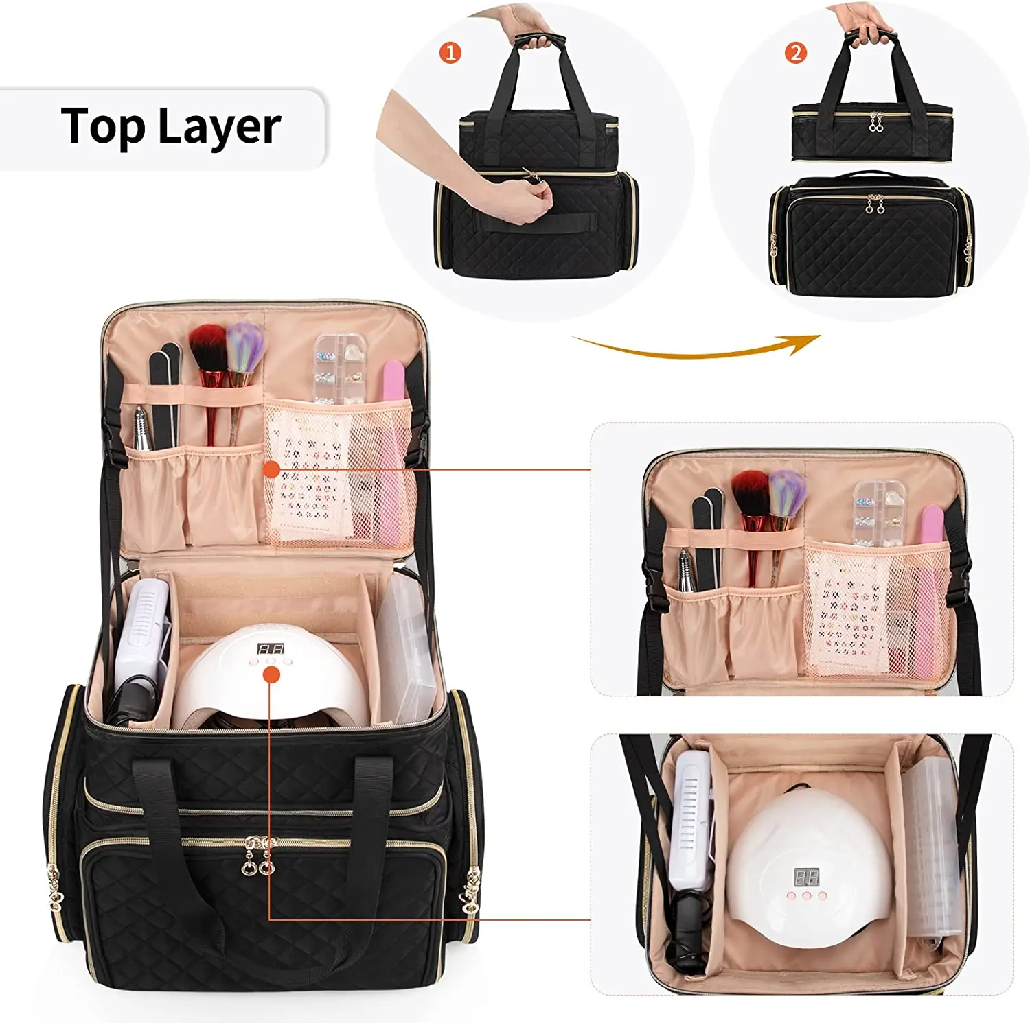 Nail Polish Storage Bag Holds 70 Bottles Manicure Tools Nail Art Kit Accessories Case Nail Technician Teach Bag