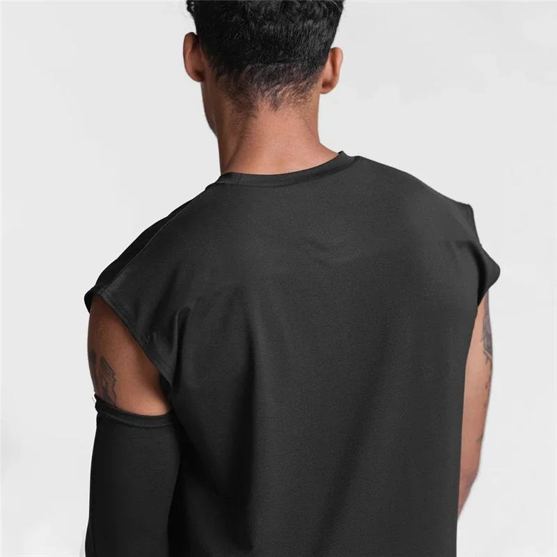 Summer Men Quick Dry Bodybuilding Tank Top Gym Workout Clothing Fitness Sleeveless Cotton Singlets Muscle Sports muscle Shirts