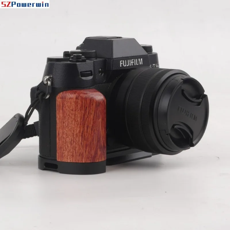 Placa de liberación rápida para cámara Fujifilm X-T50, accesorios para cámara, mango de madera con soporte para trípode Arca Swiss