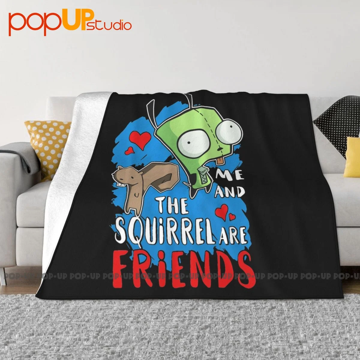 Friends Squirrel & Gir Invader Zim Alien Blanket Plush Sofa Bed Mechanical Wash