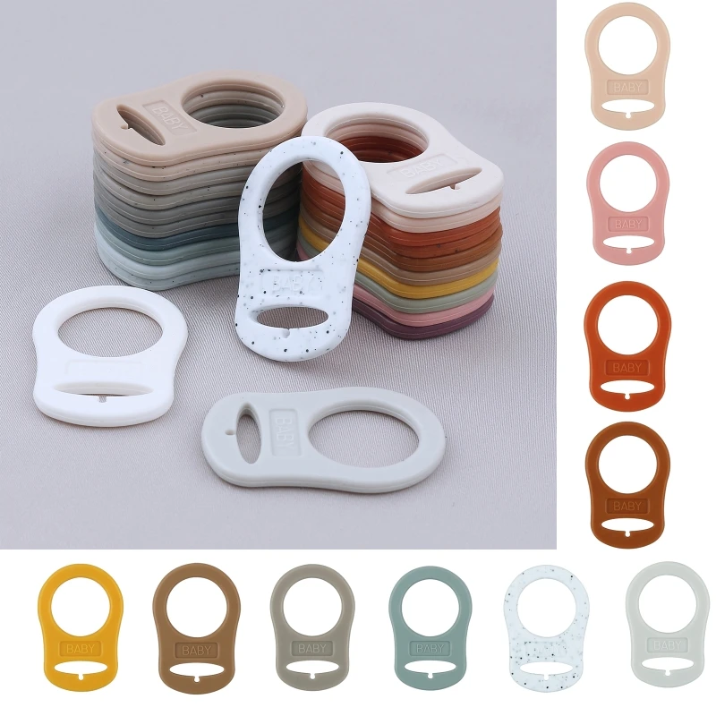 5pcs BPA Silicone Adapter Rings Holder for Button Nipple Baby Pacifier Soother Teething Ribbon Clip