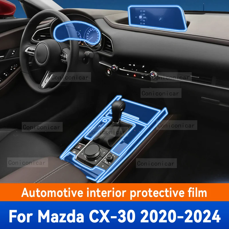 For MAZDA CX-30 CX30 2020-2024 Car Interior Center Console GearBox Panel Navigation Transparent TPU Protective Film Anti-scratc