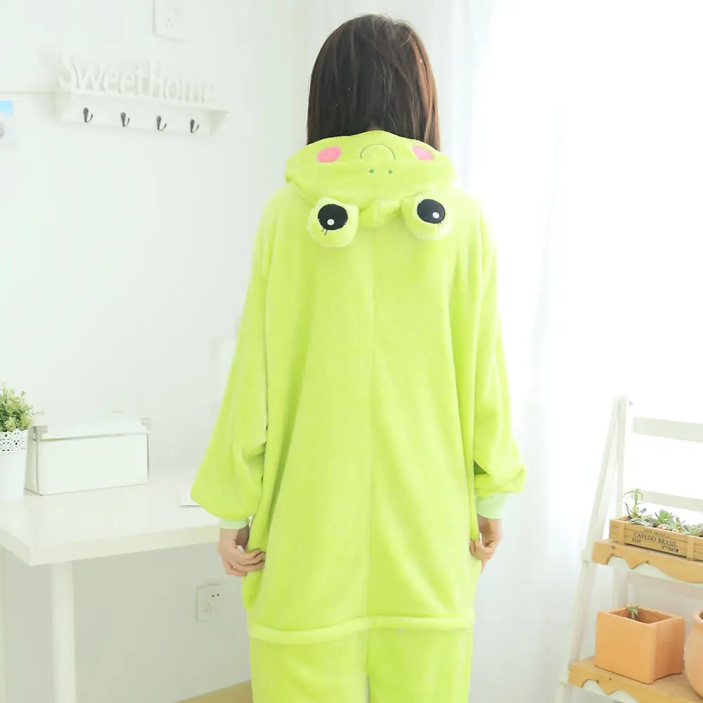 Adults Halloween Onesie Pajamas Anime Unisex One Piece Sleepwear Cute Animal Cosplay Christmas Party Frog Costume for Women Men