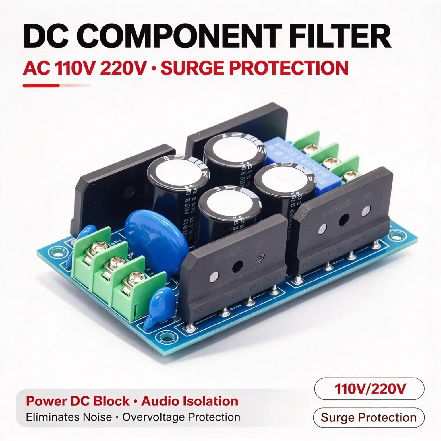 DYKB 20A AC Line Filter 110V 220V Two Channel Two-Stage DC Component Blocker EMI Surge Overvoltage Protection Noise Reduction