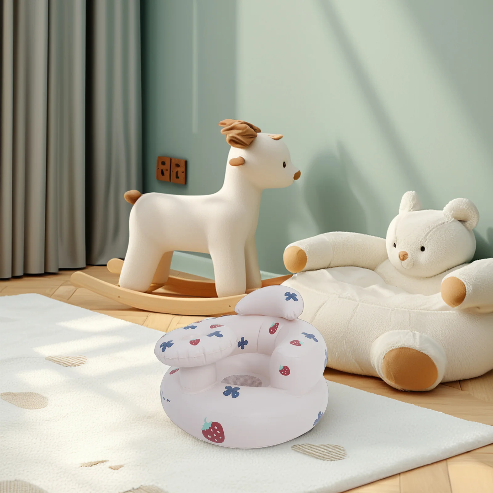 مقعد أطفال قابل للنفخ للأطفال من عمر 3 إلى 36 شهرًا كرسي أرضي محمول صيفي مع مضخة مدمجة خفيف الوزن لحمام السباحة والشاطئ #4