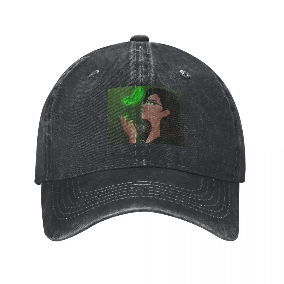 Illusion Of Glowing Green Butterfly Emerges From Hand Baseball Cap Kids Hat Sun Cap Rugby Hats Man Women's