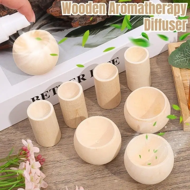 5pcs Simple Wooden Oil Aroma Diffuser Incense Burners Home  Fragrance Products Bathroom Decor Accessory Air Purifying Ornament