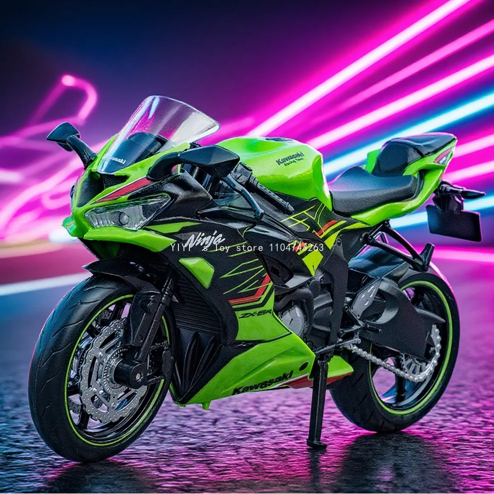 

1:12 Kawasaki NIJIA ZX-6R Motorcycle Alloy Model Cars Toys Rubber Tires Wheel Shock Absorpoon for Children Festival Gift 25A28