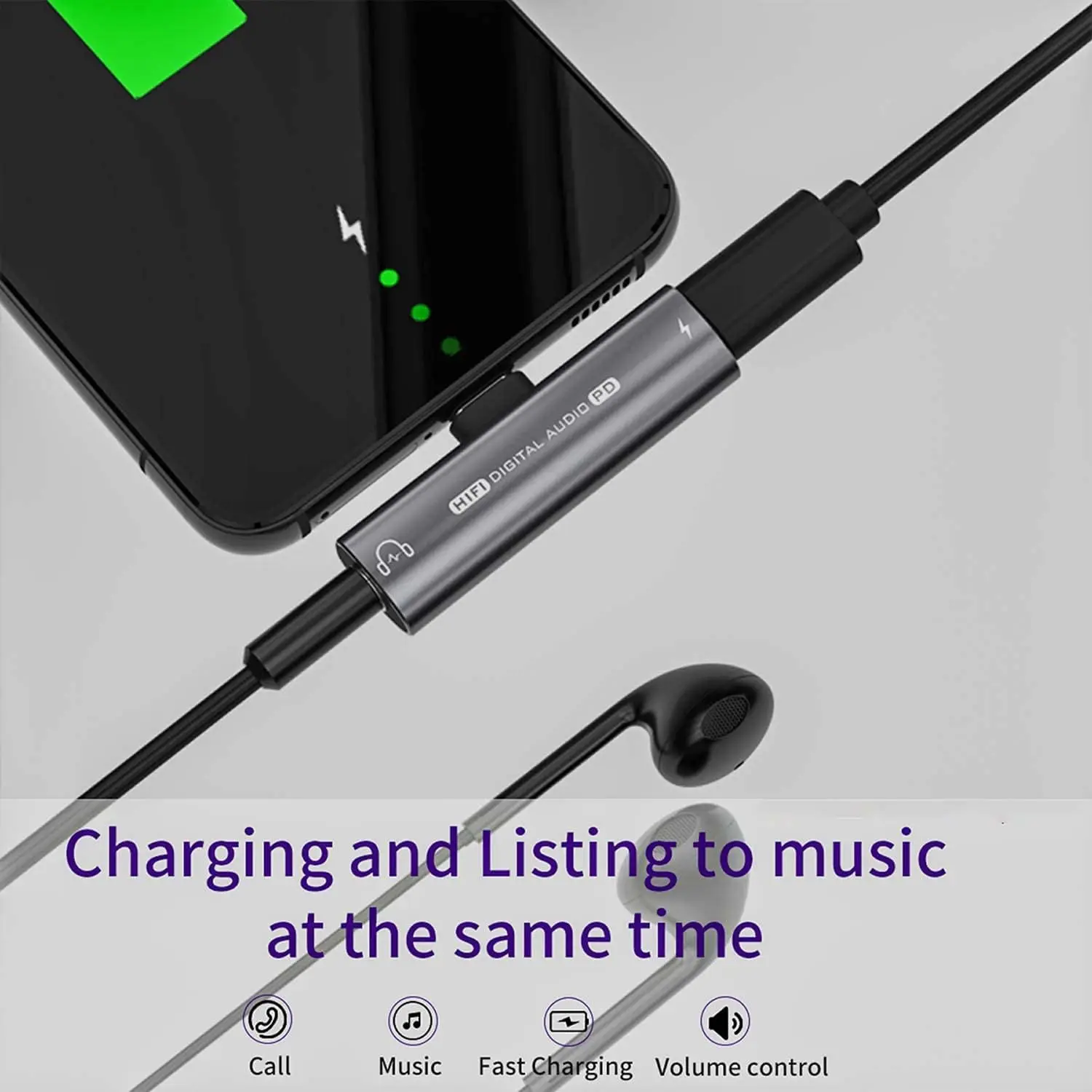 10개입 2-in-1 USB-C to 3.5mm 헤드폰 어댑터 HiFi DAC 및 27W 고속 충전 기능 아이폰 15, 갤럭시 S23/S22, 픽셀 6/5 호환