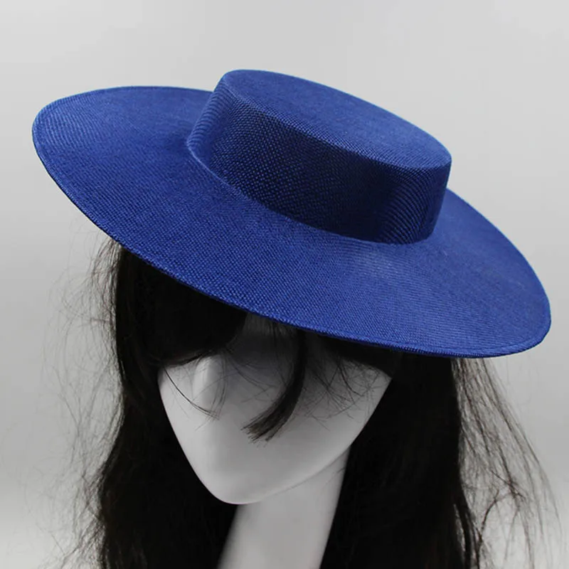 Damska fascynatorka Millinery czapka Base Party Wedding sztuczna czapka Sinamay z szerokim rondem DIY Kentucky Derby akcesoria do włosów